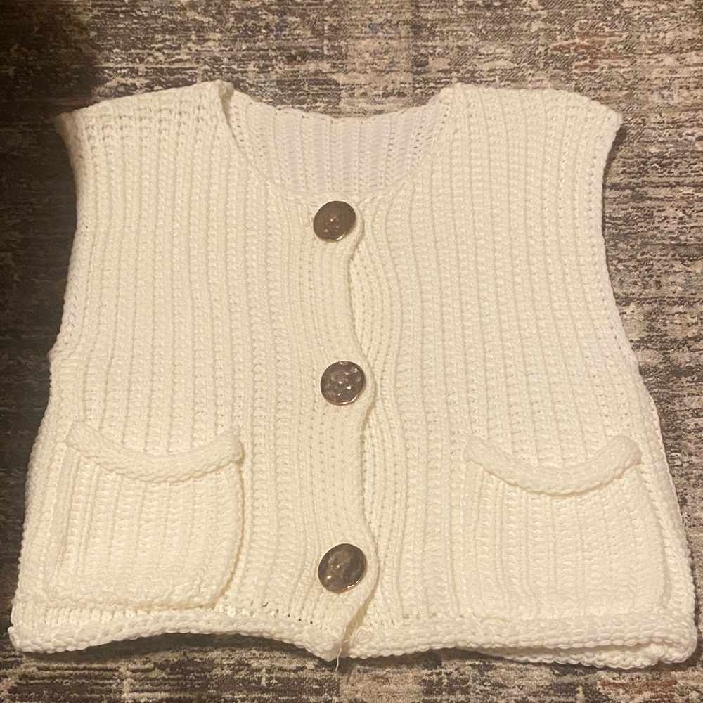 Cozy White Knit Vest with Buttons
